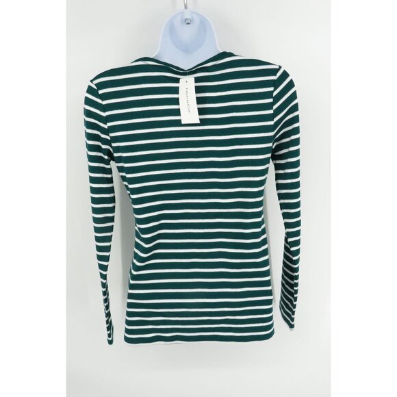 Charter Club Womens Green White Striped Long Sleeve Shirt XS $24.99 - Picture 4 of 5